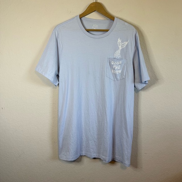 J Crew Knit Goods Essential Cotton Washed Jersey Short Sleeve Pocket TShirt Fish - Picture 1 of 12